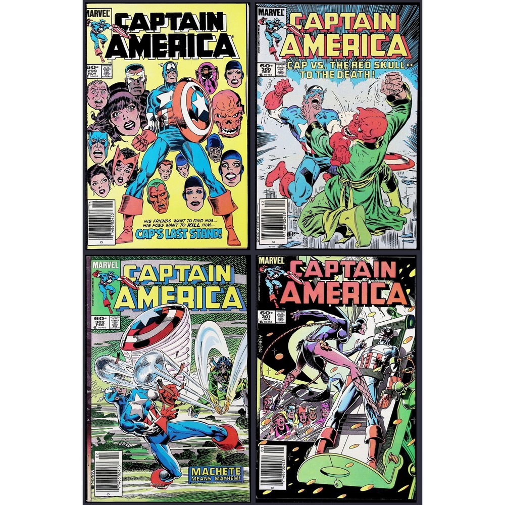 Captain America 4X Comic Lot #299 300 301 302 Newsstand Death Red Skull Marvel